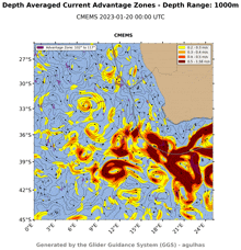 a map showing the depth average current advantage zones