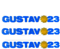 the name gustav is written in blue letters