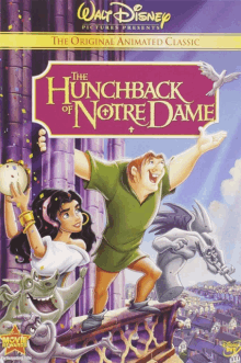 a poster for the hunchback of notre dame showing a man and a woman