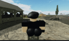 a roblox character with a big butt is standing in front of a building