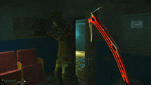 a screenshot of a video game shows a soldier standing in a room