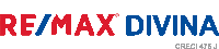 a red white and blue re / max divina logo on a white background