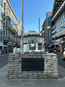 the u.s. army checkpoint is located in the middle of a city street