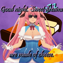 a girl with pink hair and sunglasses says good night sweet dream