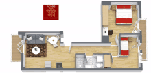 a 3d floor plan of a house with a wonder international realty logo on it