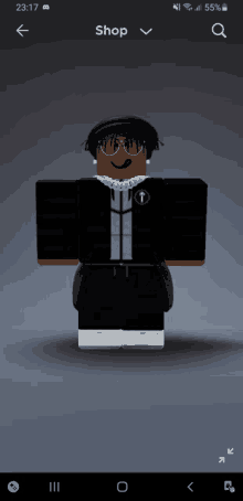 a screenshot of a roblox character with headphones and glasses