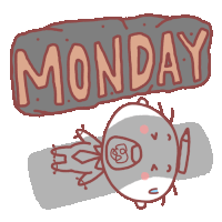 a cartoon drawing of a frog laying under a sign that says monday