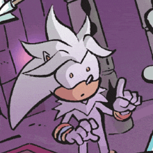 a cartoon of silver the hedgehog giving a thumbs up sign