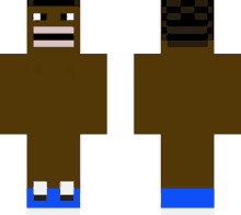 a minecraft skin of a naked man with a monkey face and blue pants