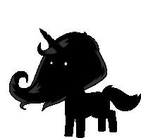 a black silhouette of a unicorn with a long mane