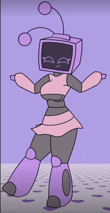 a cartoon drawing of a robot with a tv head and antennas