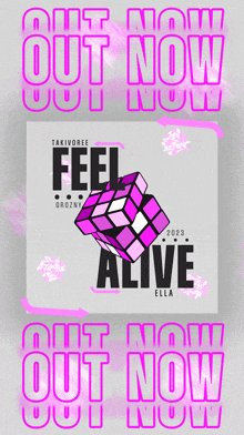 a poster that says feel alive with a cube on it