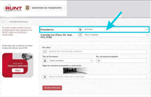 a screenshot of a website that says ministerio de transporte at the top