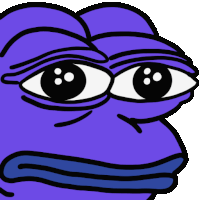 a cartoon drawing of a purple frog with big eyes on a white background