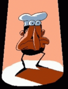 a cartoon of a man wearing a chef 's hat with big eyes