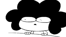 a black and white drawing of a cartoon character with a large afro .