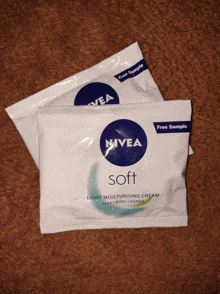 two packets of nivea soft light moisturizing cream for face and body