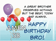 a birthday card for a great brother with balloons