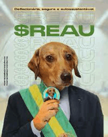 a dog in a suit is holding a medal .