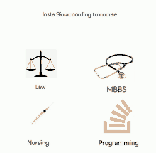 insta bio according to course law nursing and programming