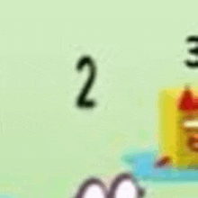 the number 2 is on a green background with a cartoon character .