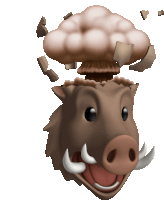 a cartoon of a boar with a mushroom coming out of it 's head