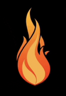 a cartoon flame on a black background .