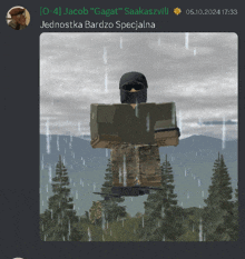 a screenshot of a video game shows a soldier in the rain and the date 05/10/2024