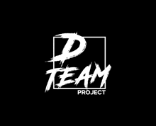 a white logo on a black background for the p team project