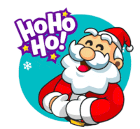 a cartoon drawing of santa claus with the word ho ho written above him