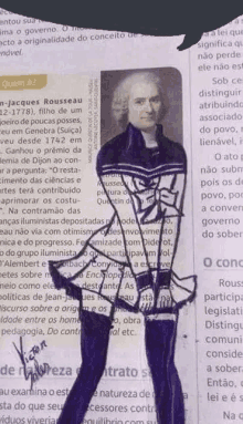 a drawing of jacques rousseau is on a newspaper