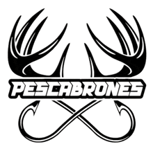 a black and white logo for pescabrones with two hooks