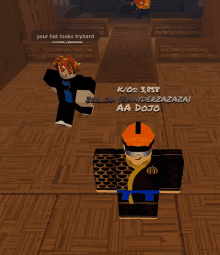 a screenshot of a roblox game shows a person named aa dojo