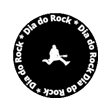 a black circle with a man playing a guitar and the words dia do rock