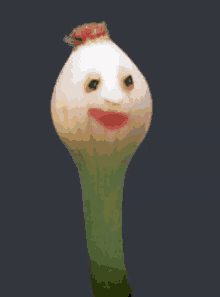 a white onion with a smiley face on it