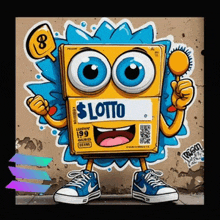 a cartoon drawing of a $ lotto ticket