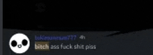 a screenshot of a discord channel with a skull and the words bitch ass fuck shit piss .