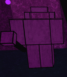 a purple block with a black outline is sitting on a dark surface