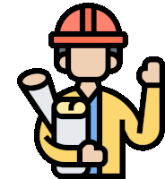an icon of a construction worker wearing a hard hat