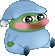 a pixel art of a frog wearing a blue hat and a blue blanket .