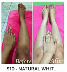 a before and after picture of a woman 's legs and hands