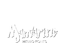 a white logo that says hello fonts in the lower right corner