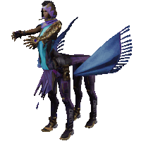 a computer generated image of a centaur with a blue winged tail