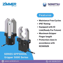 an advertisement for zimmer group features maintenance free cycles ip67 rating and equipped with 10 link ( ready for future )