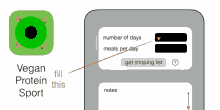 a screenshot of the vegan protein sport app on a cell phone