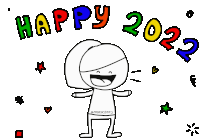 a drawing of a person with the words happy 2022 surrounding it