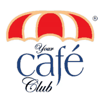 a logo for your cafe club has a red and white parachute