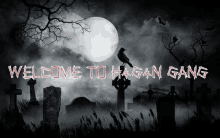 a picture of a cemetery with the words welcome to h4gan gang on it