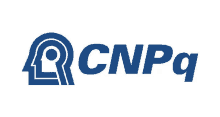 a blue and white logo for cnpq with a face in the middle