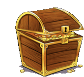 a wooden treasure chest with gold coins in it